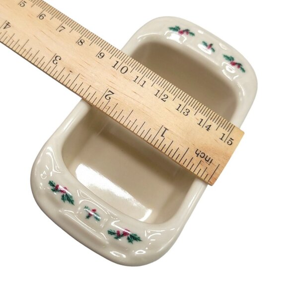 Longaberger Sweetener Sugar Packet Holder Holly Christmas Ceramic Woven Traditio - Picture 6 of 12